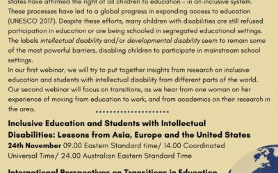 IASSIDD Webinar – International Perspectives on Transitions in Education and Students with Intellectual Disabilities
